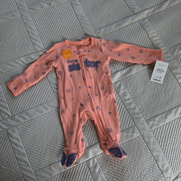🔥5 FOR $25🔥NWT Little Sister Zipper Onesie, Size Newborn - Picture 1 of 7